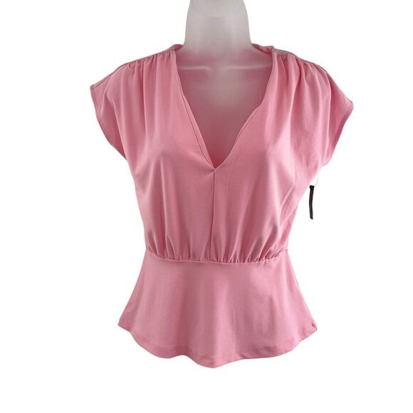 Leith Peplum Top Women's Size XXS Pink Sleeveless V-Neck Stretchy *Flaws - Picture 9 of 14